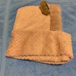 Faux Fur Hat with attached scarf. Cute and comfy for any occasion.